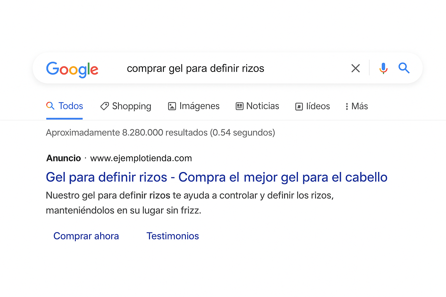 Ejemplo de campaña Google Ads en buscador y display